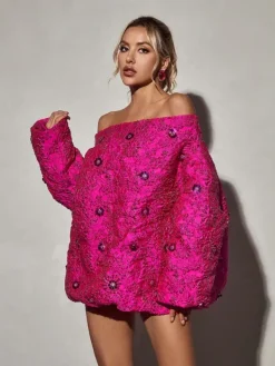 Dresses|Mini Dresses*Mew Mews Fashion Aanya Long Sleeve Jacquard Mini Dress