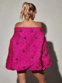 Dresses|Mini Dresses*Mew Mews Fashion Aanya Long Sleeve Jacquard Mini Dress