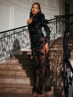 Dresses|Maxi Dresses*Mew Mews Fashion Abbey One Shoulder Flower Maxi Dress