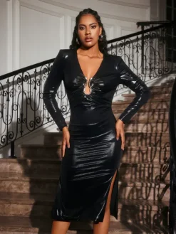 Dresses|Midi Dresses*Mew Mews Fashion Abeje V Neck Snake Midi Dress