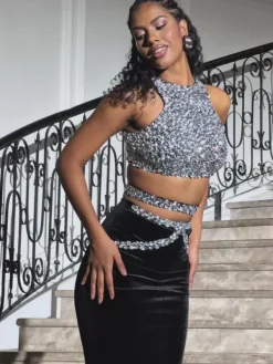 Sets & Co-ords*Mew Mews Fashion Abequa Rhinestone Velvet Skirt Set
