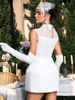 Dresses|Mini Dresses*Mew Mews Fashion Éabha Folded Collar Pearl Satin Mini Dress