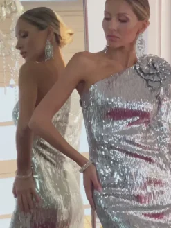 Dresses|Maxi Dresses*Mew Mews Fashion Acosta One Shoulder Flower Sequin Maxi Dress