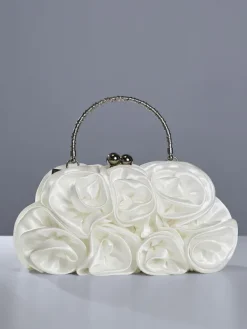 Bags*Mew Mews Fashion Adahy Flower Satin Bag In White