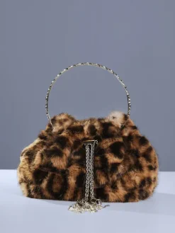 Bags*Mew Mews Fashion Adaja Leopard Faux Fur Bag