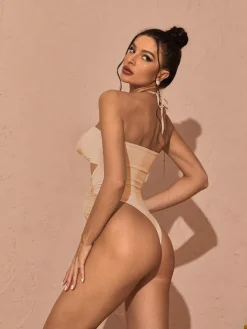 Bikini Sets*Mew Mews Fashion Addy Halterneck Cutout Embellished Swimsuit In Pink