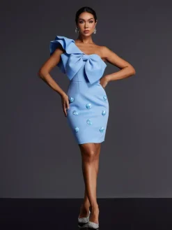 Dresses|Mini Dresses*Mew Mews Fashion Adhra One Shoulder Bow Flower Mini Dress