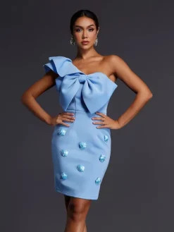 Dresses|Mini Dresses*Mew Mews Fashion Adhra One Shoulder Bow Flower Mini Dress