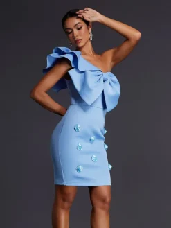 Dresses|Mini Dresses*Mew Mews Fashion Adhra One Shoulder Bow Flower Mini Dress