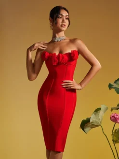 Dresses|Midi Dresses*Bandage Adlai Strapless Flower Midi Dress