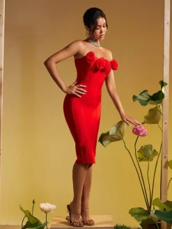 Dresses|Midi Dresses*Bandage Adlai Strapless Flower Midi Dress