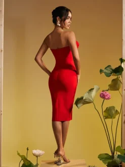 Dresses|Midi Dresses*Bandage Adlai Strapless Flower Midi Dress
