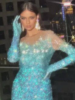 Embellishment*Embellishment Adonis Ombre Rhinestone Gloves Jumpsuit