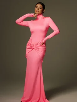 Dresses|Maxi Dresses*Mew Mews Fashion Adriel High Neck Ruched Maxi Dress