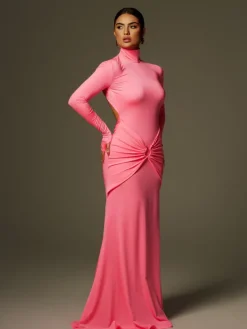 Dresses|Maxi Dresses*Mew Mews Fashion Adriel High Neck Ruched Maxi Dress