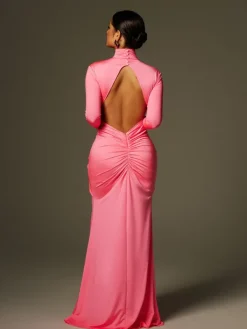 Dresses|Maxi Dresses*Mew Mews Fashion Adriel High Neck Ruched Maxi Dress