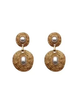Earrings*Mew Mews Fashion Aelani Spiral Circle Pearl Earrings