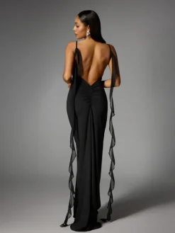 Dresses|Maxi Dresses*Mew Mews Fashion Aelthar Spaghetti Flower Maxi Dress In Black