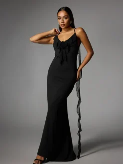 Dresses|Maxi Dresses*Mew Mews Fashion Aelthar Spaghetti Flower Maxi Dress In Black
