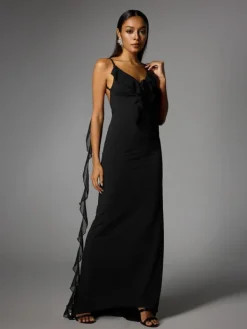 Dresses|Maxi Dresses*Mew Mews Fashion Aelthar Spaghetti Flower Maxi Dress In Black