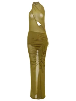 Dresses|Maxi Dresses*Mew Mews Fashion Aelthorin Backless Cutout Maxi Dress In Olive Green