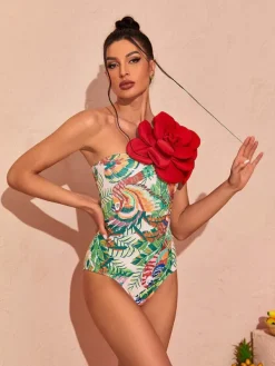 Bikini Sets|Swimwear*Mew Mews Fashion Aether Flower Printed Swimwear Two Piece Set