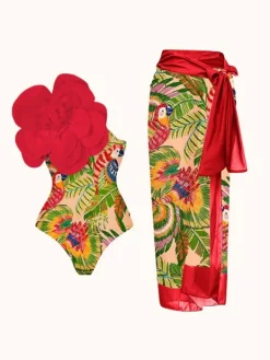 Bikini Sets|Swimwear*Mew Mews Fashion Aether Flower Printed Swimwear Two Piece Set