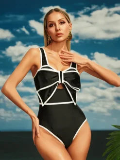 One Piece|Swimwear*Mew Mews Fashion Afanen Bow One Piece Swimsuit In Black