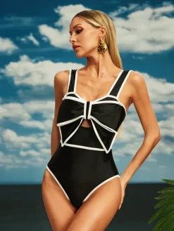 One Piece|Swimwear*Mew Mews Fashion Afanen Bow One Piece Swimsuit In Black
