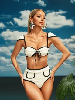 Bikini Sets|Swimwear*Mew Mews Fashion Aftab Lace Up Bikini Two Piece Set