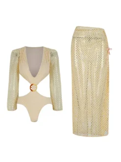 Bikini Sets|Swimwear*Mew Mews Fashion Agha V Neck Swimwear Two Piece Set