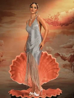 Dresses|Maxi Dresses*Mew Mews Fashion Aithley Chain Fringe Chainmail Dress