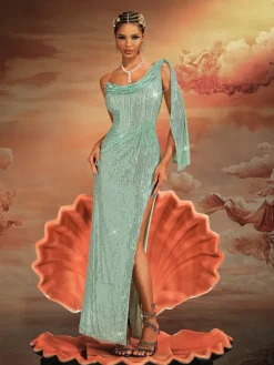 Dresses|Maxi Dresses*Mew Mews Fashion Aitor One Shoulder Sequin Maxi Dress