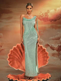 Dresses|Maxi Dresses*Mew Mews Fashion Aitor One Shoulder Sequin Maxi Dress