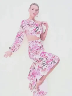 Dresses|Maxi Dresses*Mew Mews Fashion Aiyana One Shoulder Floral Maxi Dress In Pink