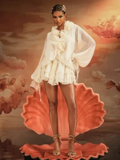 Dresses|Mini Dresses*Mew Mews Fashion Akando Long Sleeve Ruffled Mini Dress