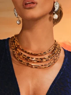 Necklaces*Mew Mews Fashion Akantha Multi Layered Leopard Necklace