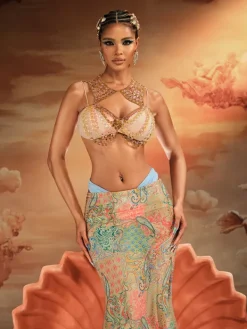 Beaded Wear|Tops*Mew Mews Fashion O/S Alafin Gemstone Beaded Bralette