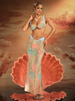 Bikini Sets|Swimwear*Mew Mews Fashion Alaqua Printed Swimwear Two Piece Set