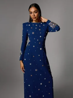 Dresses|Maxi Dresses*Mew Mews Fashion Alary Long Sleeve Rhinestone Maxi Dress