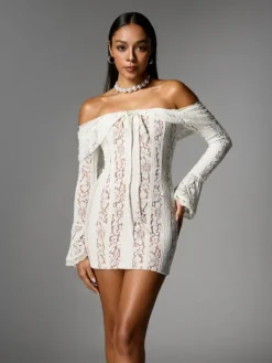 Dresses|Mini Dresses*Mew Mews Fashion Albane Off Shoulder Lace Mini Dress