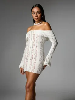 Dresses|Mini Dresses*Mew Mews Fashion Albane Off Shoulder Lace Mini Dress