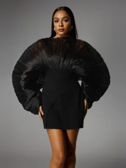 Dresses|Mini Dresses*Mew Mews Fashion Alberta Balloon Sleeve Mesh Mini Dress