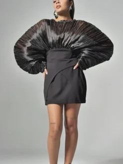 Dresses|Mini Dresses*Mew Mews Fashion Alberta Balloon Sleeve Mesh Mini Dress