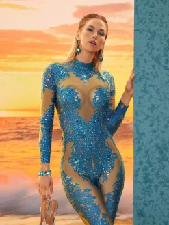 Jumpsuits & Romper|Embellishment*Embellishment O/S Albie Floral Rhinestone Jumpsuit
