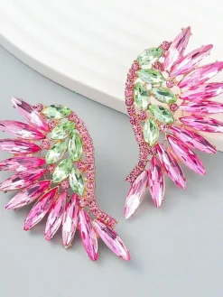 Earrings*Mew Mews Fashion Alegria Pink Rainbow Rhinestone Earrings