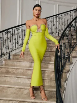 Dresses|Maxi Dresses*Mew Mews Fashion Alejandra Crystal Off Shoulder Maxi Dress