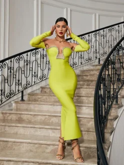 Dresses|Maxi Dresses*Mew Mews Fashion Alejandra Crystal Off Shoulder Maxi Dress