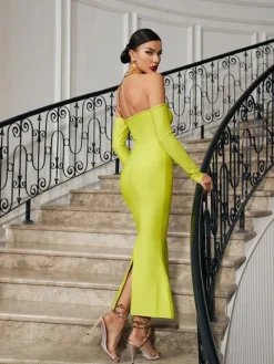 Dresses|Maxi Dresses*Mew Mews Fashion Alejandra Crystal Off Shoulder Maxi Dress