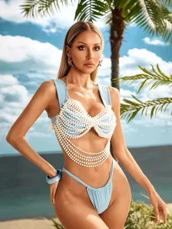 Tops*Mew Mews Alger Pearl Beaded Fringe Bralette